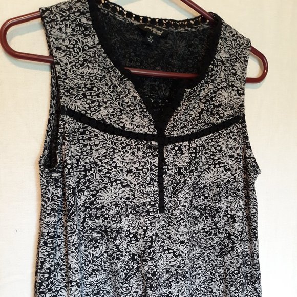 Lucky Black & White Crochet Print Tank Top M - Picture 4 of 8